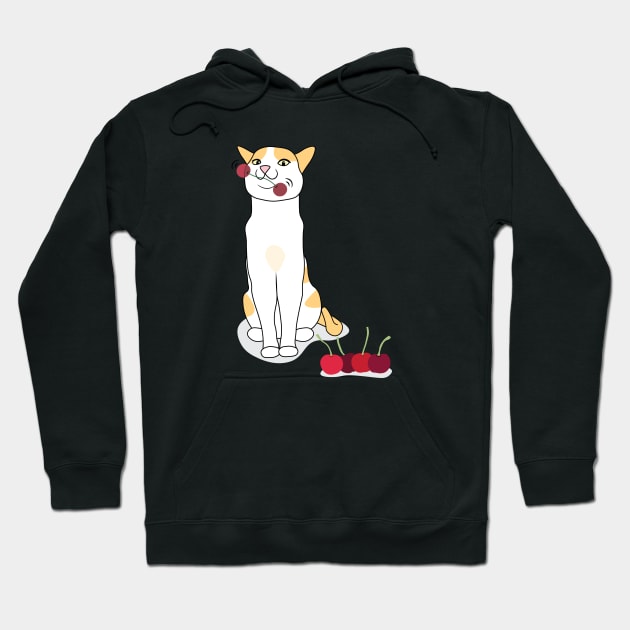 Swinging Cherry Cat Hoodie by Shinsen Merch